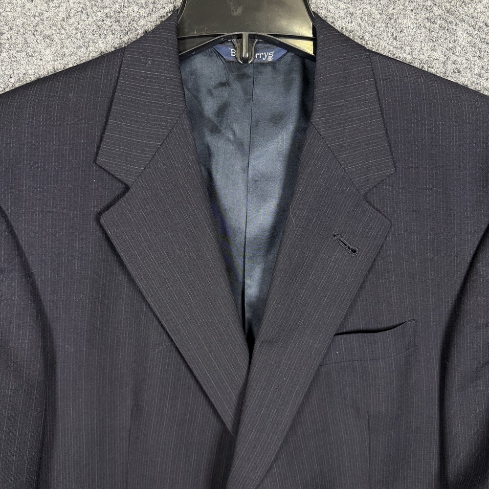Burberrys Pinstripe Blazer Jacket Mens 40S Navy 100% Pure Wool Vintage USA Made